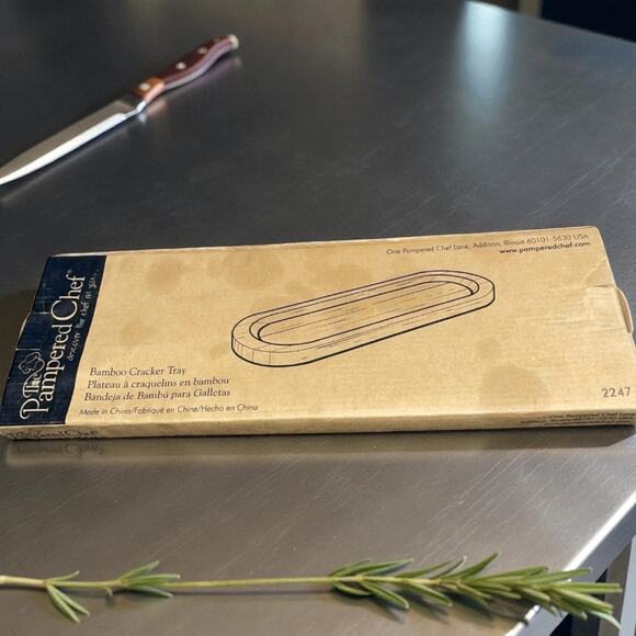 Pampered Chef Bamboo Cracker Snack Serving Party Tray Platter 2247 Wood 15 x 5" - Picture 1 of 10